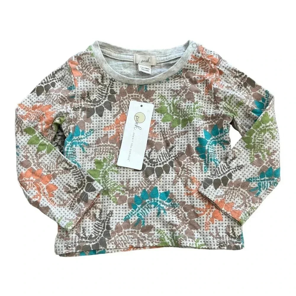 Peek Beige Dinosaur Print Long Sleeve Tee 12-18 months